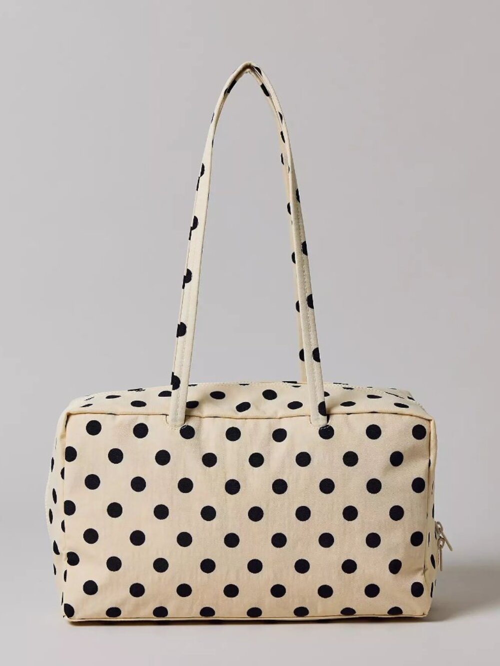 NWT Baggu Medium Nylon Bowler Bag - Cream w/ Black Polka Dot - Picture 6 of 8